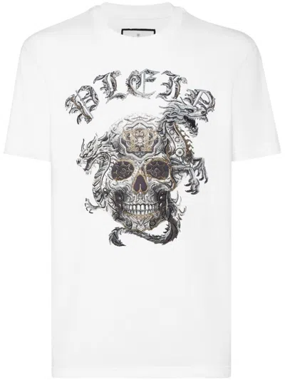 Shop Philipp Plein Ss Skull-print T-shirt In White