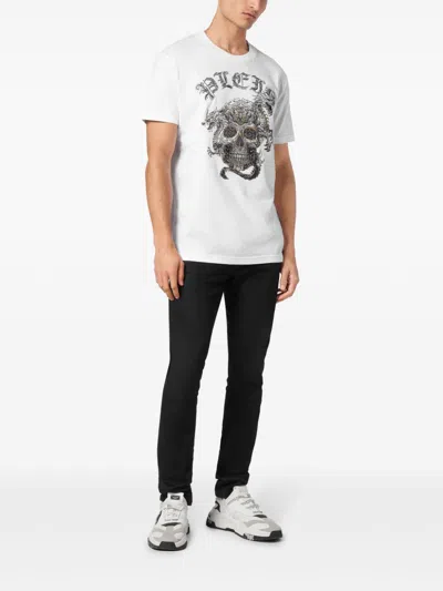 Shop Philipp Plein Ss Skull-print T-shirt In White