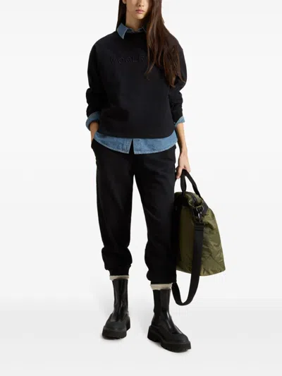 Woolrich 'embroidered Logo Crewneck In Black