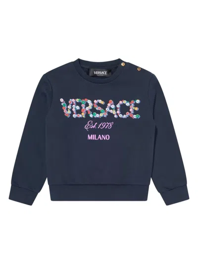 Shop Versace Falling Flower Sweatshirt In Blue