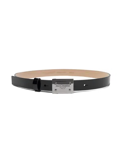 Dolce & Gabbana Logo-engraved Buckle Belt In Black