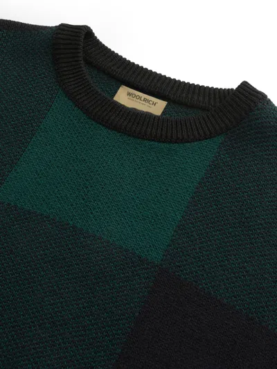 Woolrich Check-pattern Virgin Wool Sweater In Green