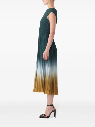 Jason Wu Collection Pleated Dip Dye Midi Skirt In Green