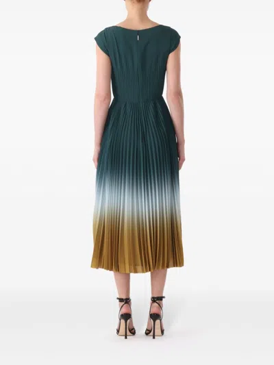 Jason Wu Collection Pleated Dip Dye Midi Skirt In Green