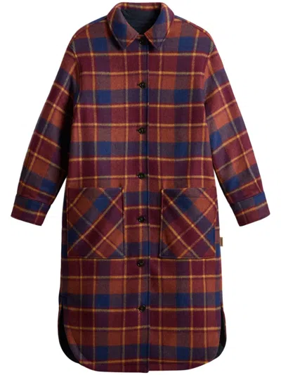 Woolrich Reversible Long Sleeve Over Coat In Blue