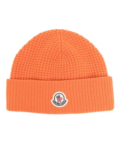 Moncler Wool And Cashmere Beanie In Orange