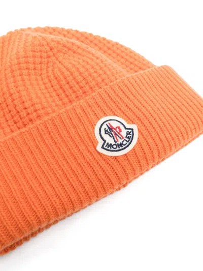 Moncler Wool And Cashmere Beanie In Orange