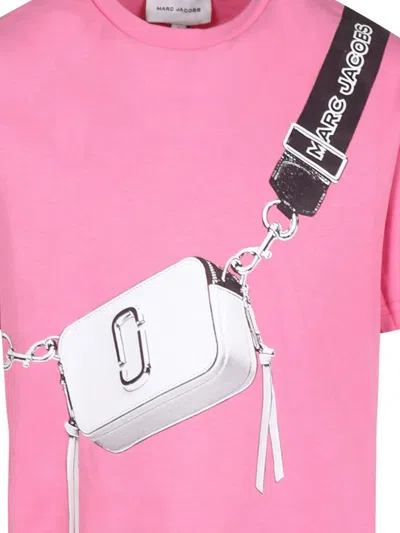 Marc Jacobs Pink Dress For Girl With Bag Print In Pink