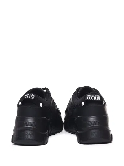 Versace Jeans Couture Logo-print Panelled Leather Sneakers In Black
