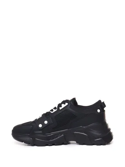 Versace Jeans Couture Logo-print Panelled Leather Sneakers In Black