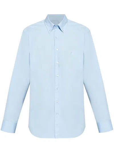 Shop Etro Logo-embroidered Shirt In Blue