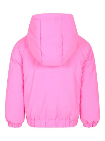 Billieblush Fuchsia Down Jacket For Girl With Hearts In Pink