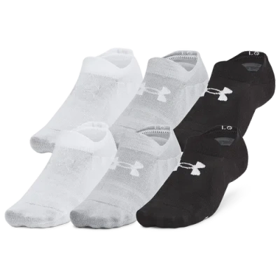 Under Armour Mens  Essential 6 Pack Ultra Low Socks In Black/black/halo Grey