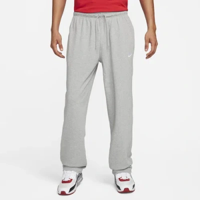 Nike Sportswear Club Tapered Logo-embroidered Cotton-jersey Sweatpants In Dk Grey Heather/white