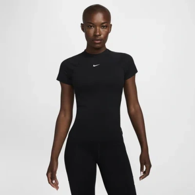 Nike Women's  Pro Dri-fit Short-sleeve Top In Black/white