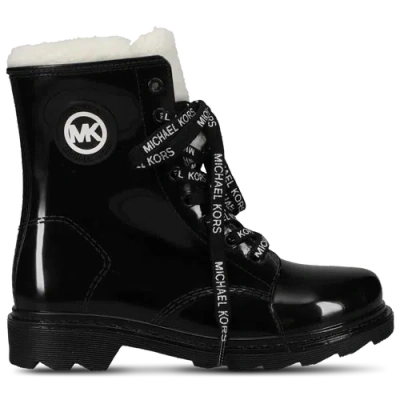 Michael Kors Girls Black Faux Patent Leather Boots In Black
