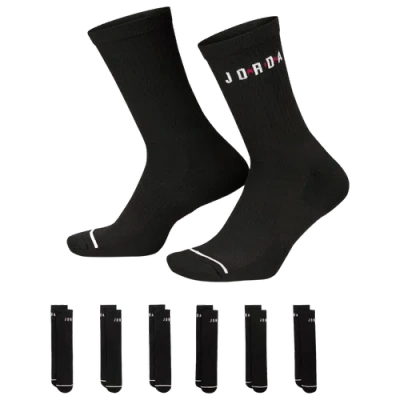 Jordan Everyday Crew Socks (6 Pairs) In Black/red/white
