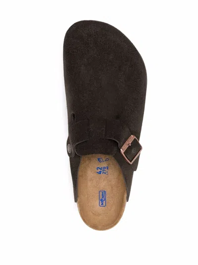 Birkenstock Boston Soft Suede Slippers In Schwarz