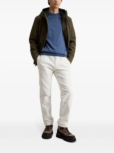 Woolrich Crew Neck Virgin Wool Sweater In Blau