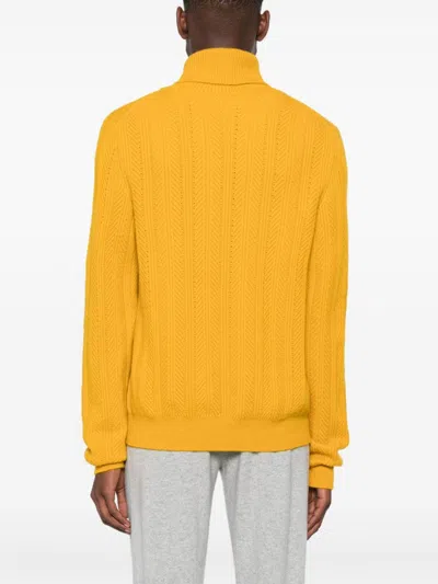 Shop Eric Bompard Herringbone Roll-neck Sweater In Gelb