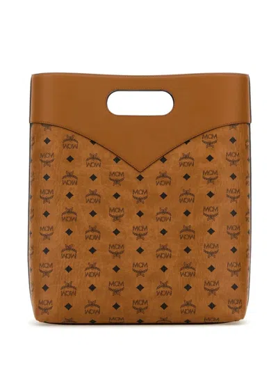 Mcm Large Diamond Visetos Tote Bag In Braun