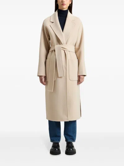 Woolrich Belted Wool Coat In Nude
