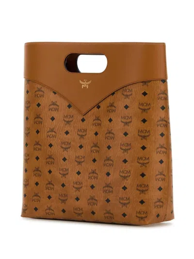 Mcm Large Diamond Visetos Tote Bag In Braun
