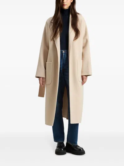 Woolrich Belted Wool Coat In Nude
