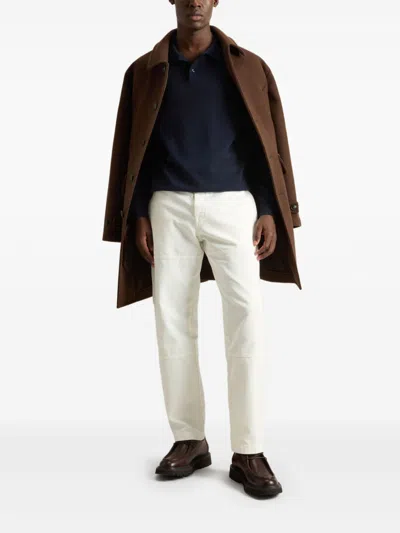 Woolrich Polo Collar Cashmere Sweater In Blau