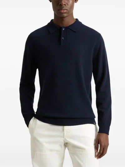 Woolrich Polo Collar Cashmere Sweater In Blau
