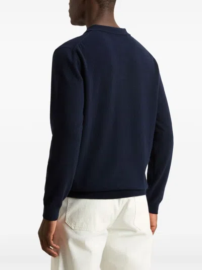 Woolrich Polo Collar Cashmere Sweater In Blau