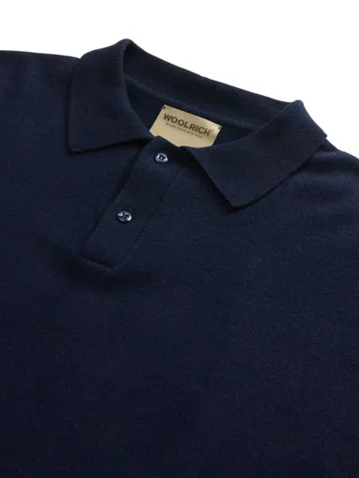 Woolrich Polo Collar Cashmere Sweater In Blau