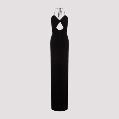 Saint Laurent Backless Halter Dress In Black