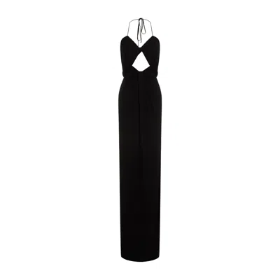 Saint Laurent Backless Halter Dress In Black