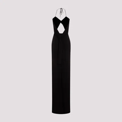 Saint Laurent Backless Halter Dress In Black