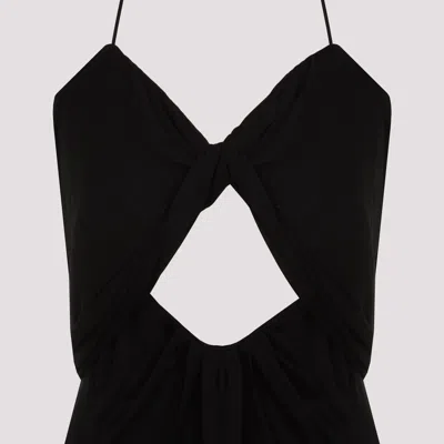 Saint Laurent Backless Halter Dress In Black