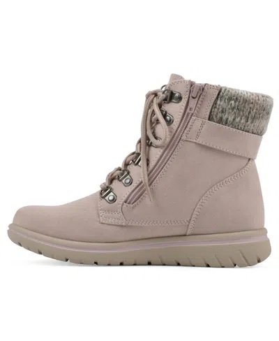 Cliffs By White Mountain Hearty Knit Collar Lace-up Boot In Pale Pink Fabric Sweater