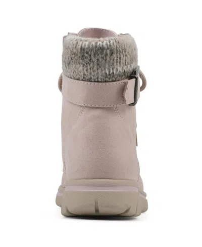 Cliffs By White Mountain Hearty Knit Collar Lace-up Boot In Pale Pink Fabric Sweater