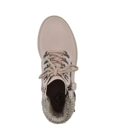 Cliffs By White Mountain Hearty Knit Collar Lace-up Boot In Pale Pink Fabric Sweater
