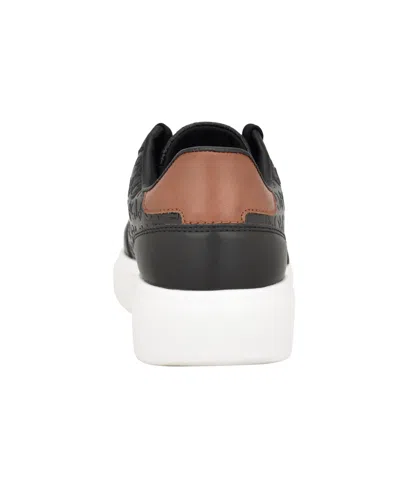 Guess Men's Creve Lace Up Low Top Fashion Sneakers In White,cognac