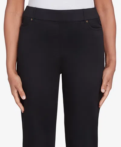 Alfred Dunner Petite Rue Rivoli Rue Flat Elastic Waist Front Pocket Short Length Ponte Pants In Black
