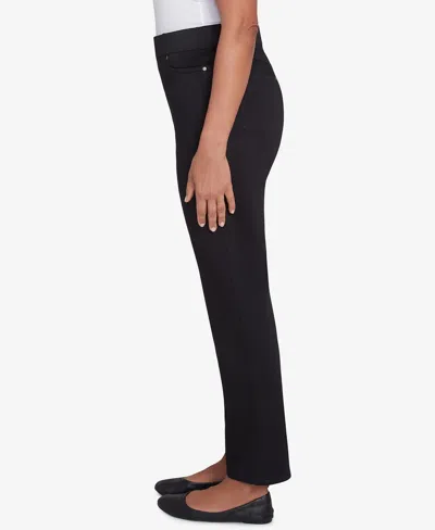 Alfred Dunner Petite Rue Rivoli Rue Flat Elastic Waist Front Pocket Short Length Ponte Pants In Black