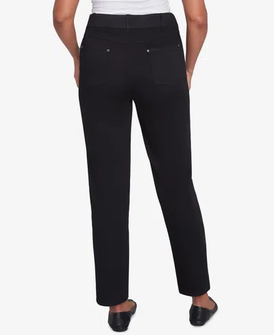 Alfred Dunner Petite Rue Rivoli Rue Flat Elastic Waist Front Pocket Short Length Ponte Pants In Black