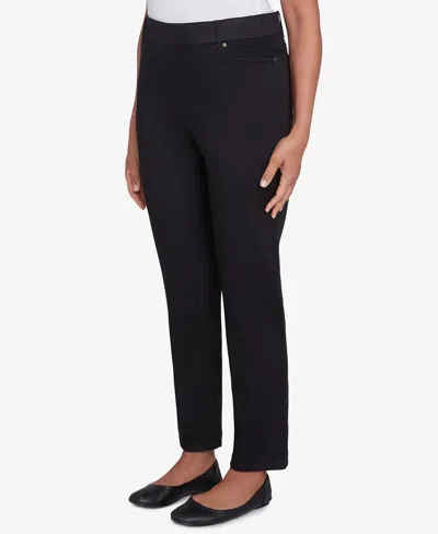 Alfred Dunner Petite Rue Rivoli Rue Flat Elastic Waist Front Pocket Short Length Ponte Pants In Black