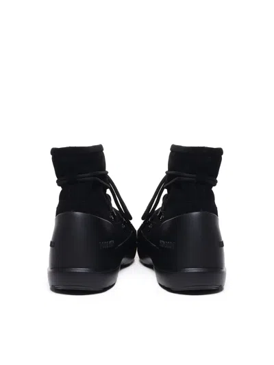 Moon Boot Luna Black Ankle Boots With Laces In Suede And Tech Fabric Woman In Black