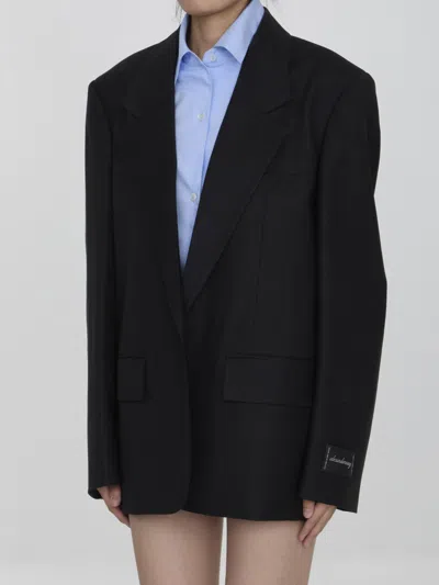 Shop Alexander Wang Pre-styled Oversize Jacket With Dickie In Black