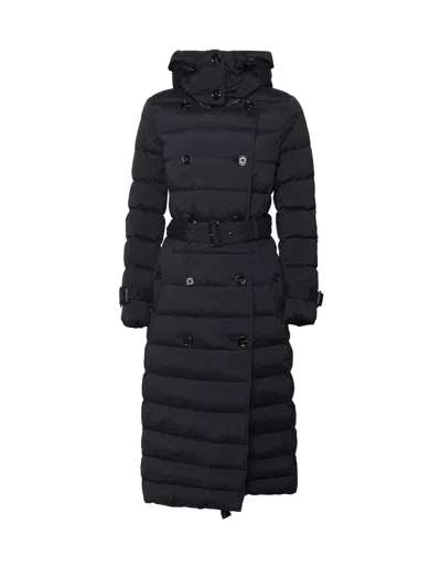 Shop Burberry Long Down Jacket In Black