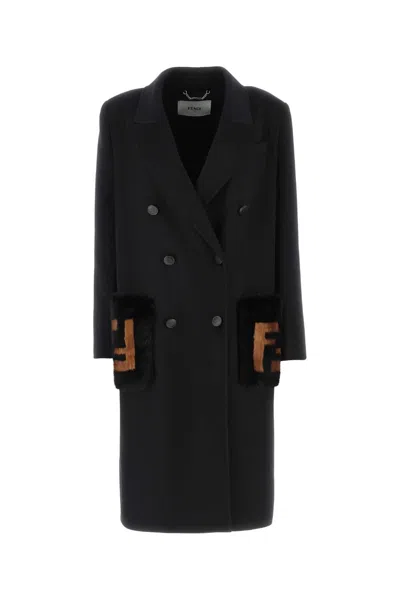 Shop Fendi Black Wool Coat