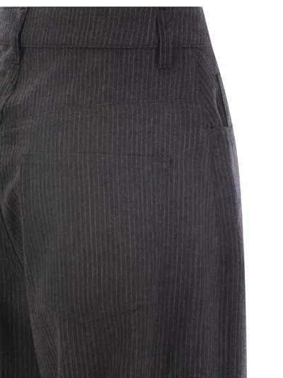 Shop Fabiana Filippi 5-pocket Virgin Wool Pinstripe Trousers In Anthracite