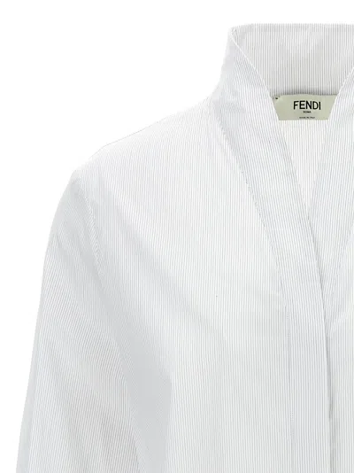 Shop Fendi Small Striped Shirt In White